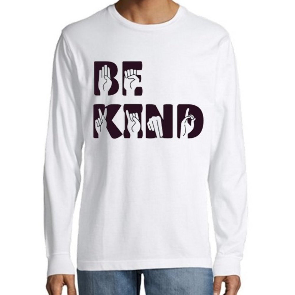 Be Kind Sign Language Long Sleeve Shirt - Picture 1 of 11